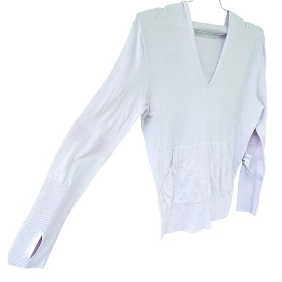 NWT Athleta Women'sSize Mediun Light Pink Hooded  Long Sleeve Top V-Neck - Picture 10 of 10